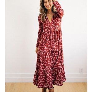 Free People Tiers of Joy Midi Dress in Plum floral